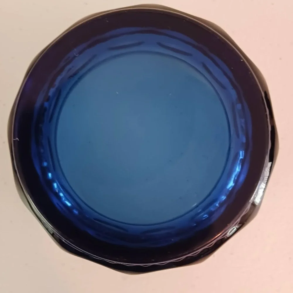 Tiera Kings Crown Thumbprint Imperial Blue‎ glass dessert bowls, set of 2